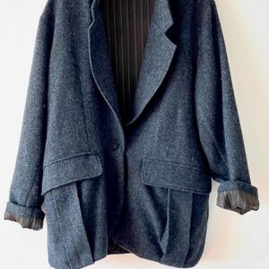 Ebra Ziron Hand Tailored Women's Charcoal Grey Wool Blazer